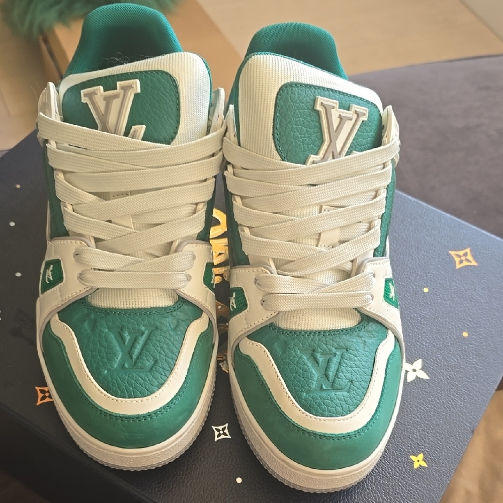 Louis Vuitton Green and White Sneakers